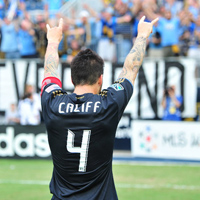 Philadelphia Union captain Danny Califf fires up the crowd